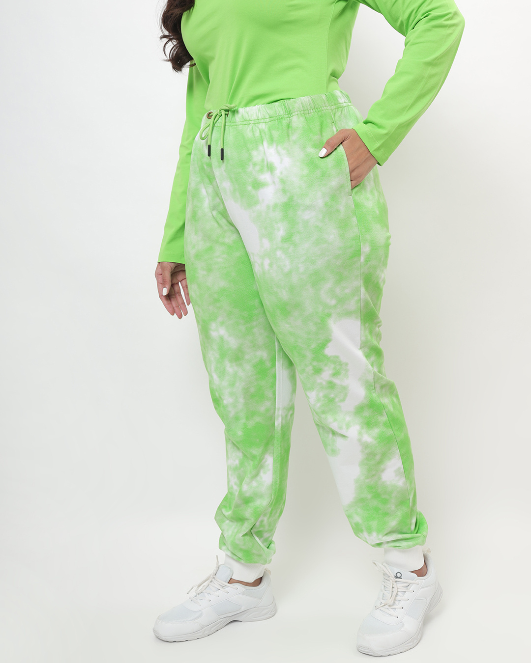 Shop Chilled Out Green Plus Size Tie & Dye Joggers-Back