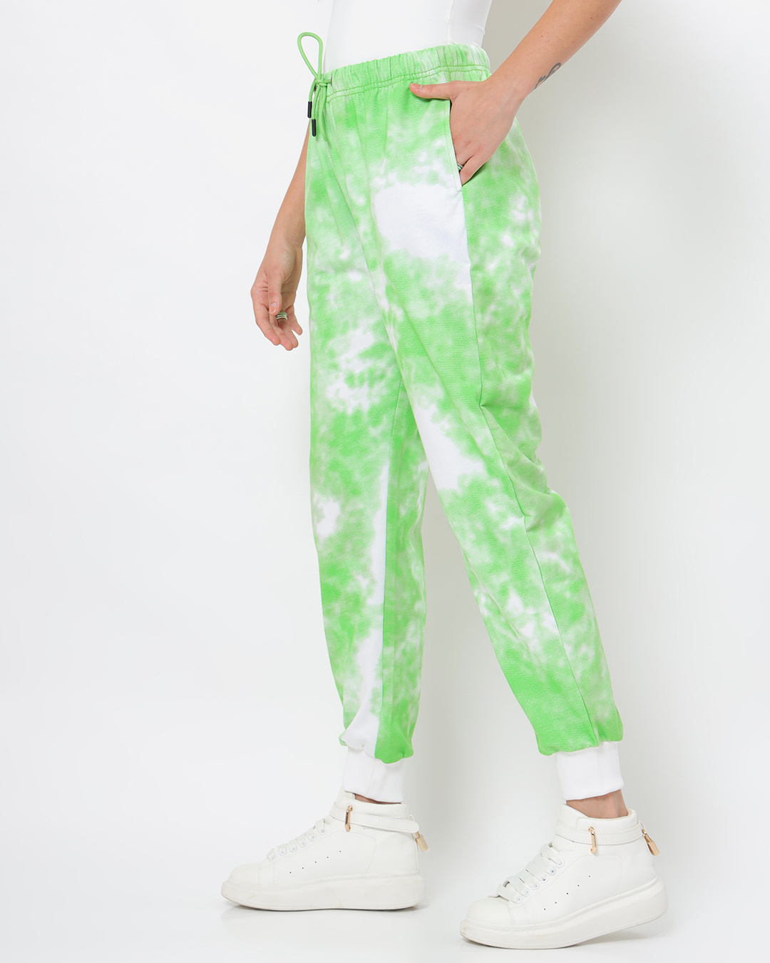 Shop Women's Chilled Out Green Tie & Dye Joggers-Back