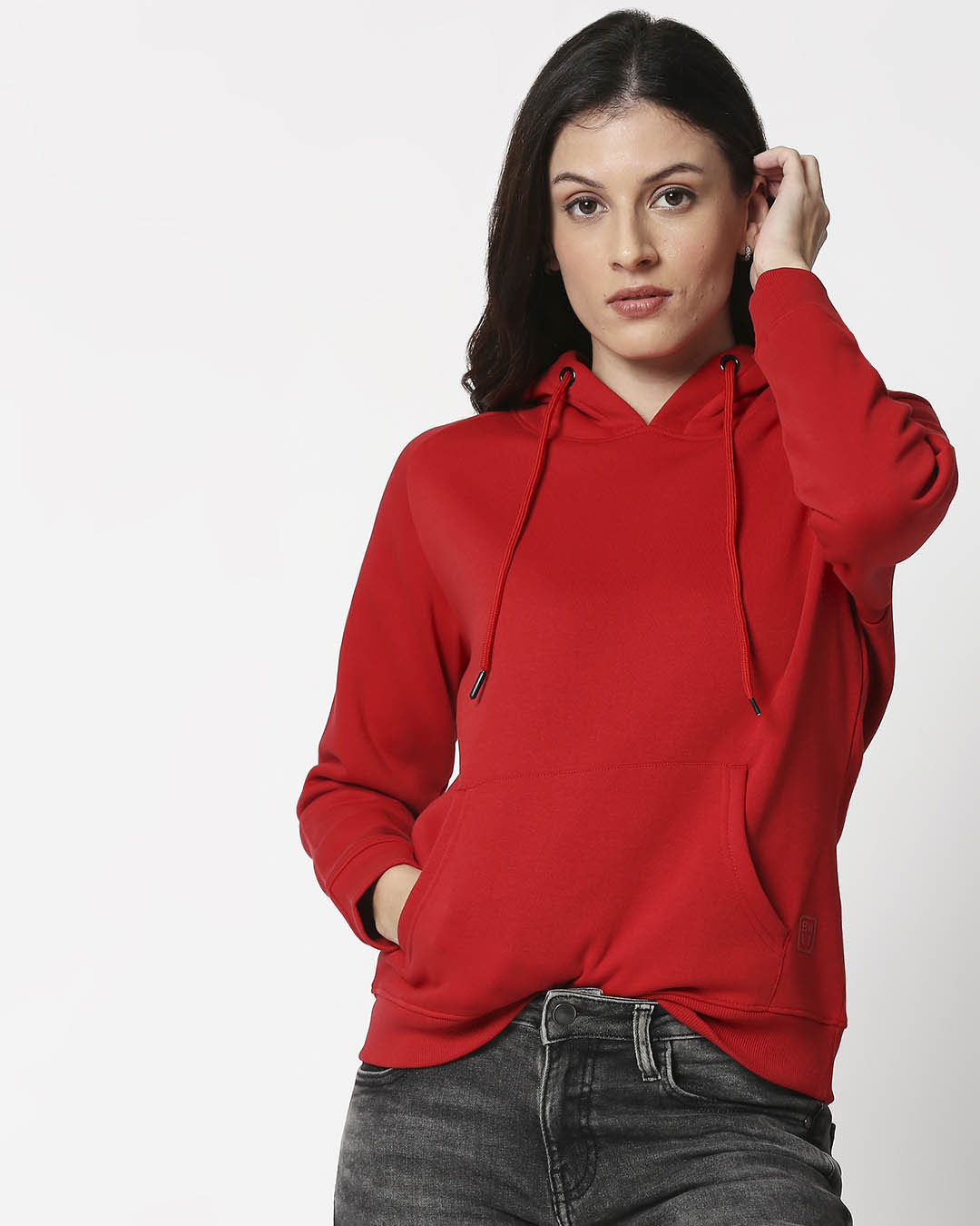 

Chilli Pepper Basic Hoodie Sweatshirt Women' Plain Hoodie Sweatshirt Bewakoof.com, Red