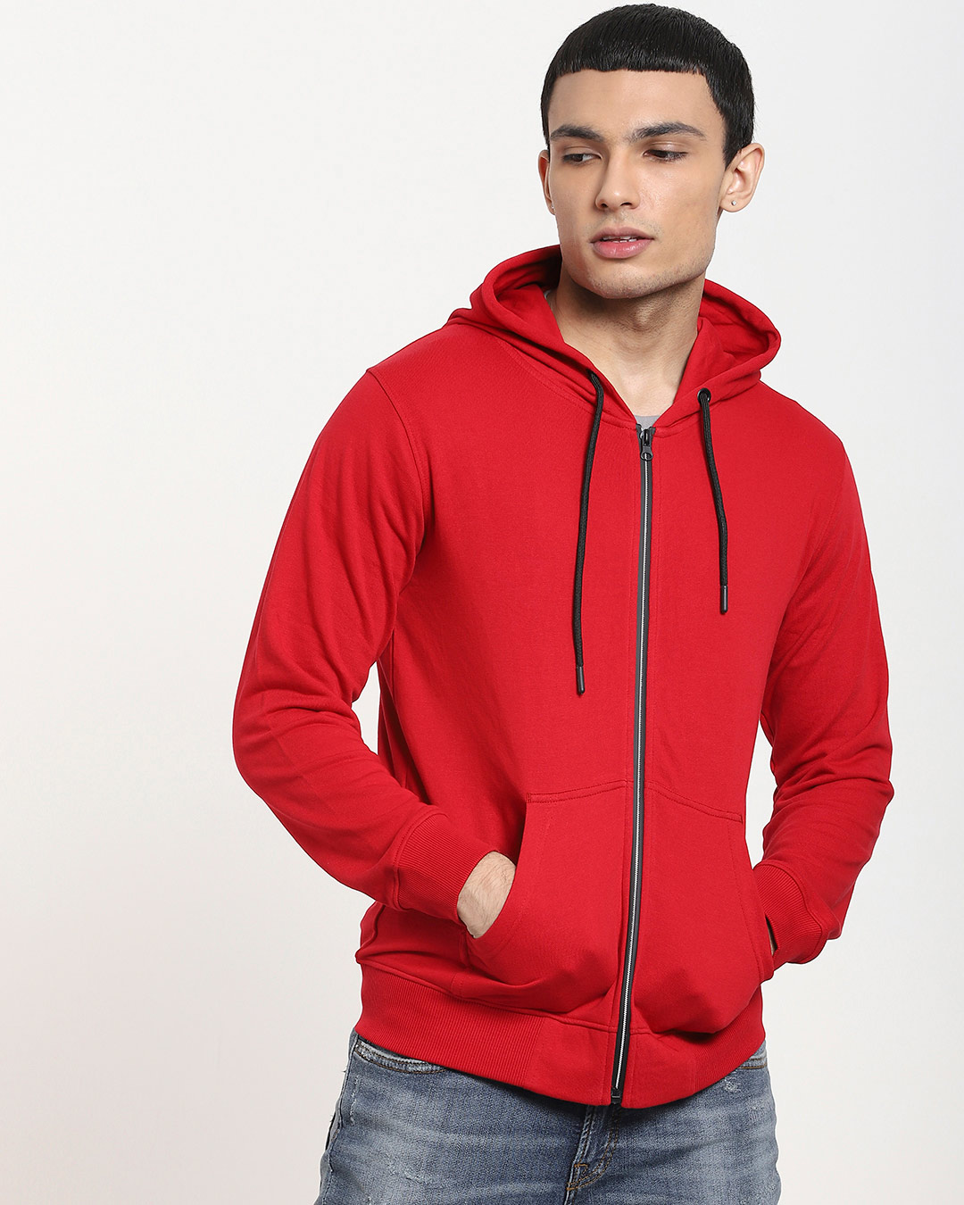 Buy Men's Red Zipper Hoodie Online at Bewakoof