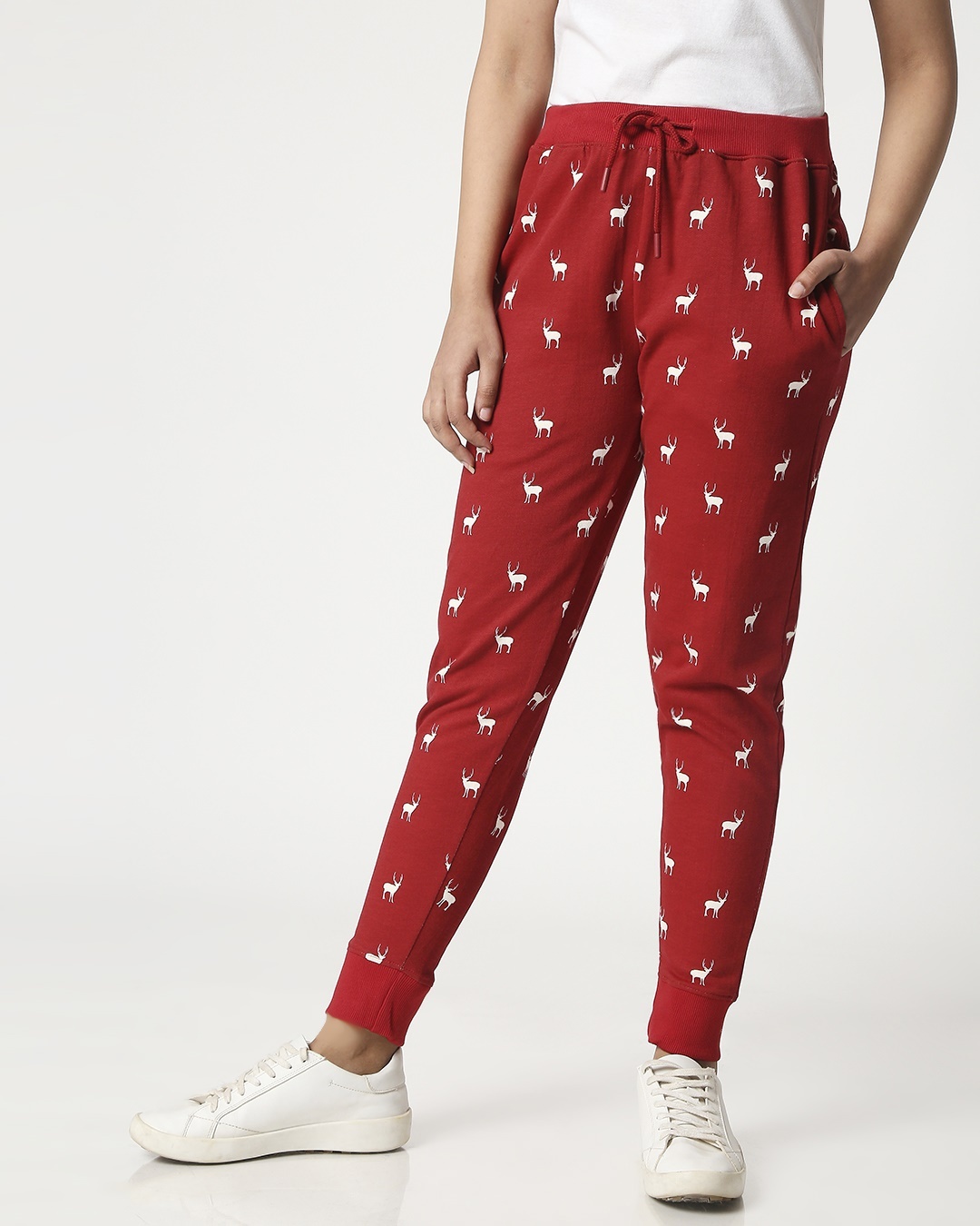 

Women Reindeer All Over Printed Red Jogger Women' Printed AOP Jogger' Bewakoof.com