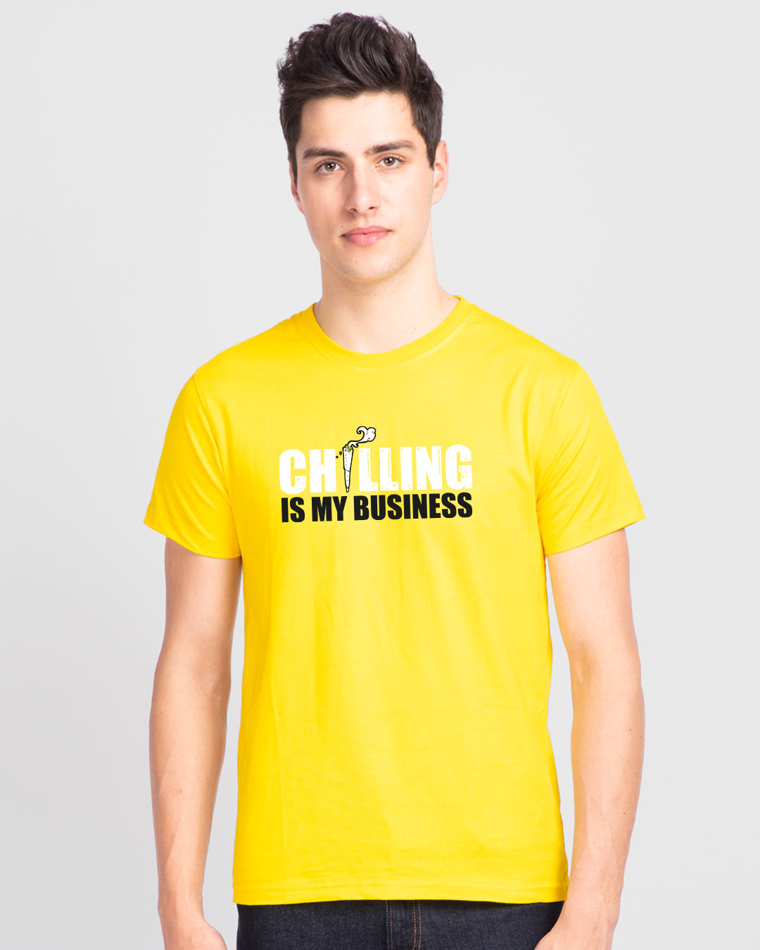 Shop Chilling Business Half Sleeve T-Shirt Pineapple Yellow-Back