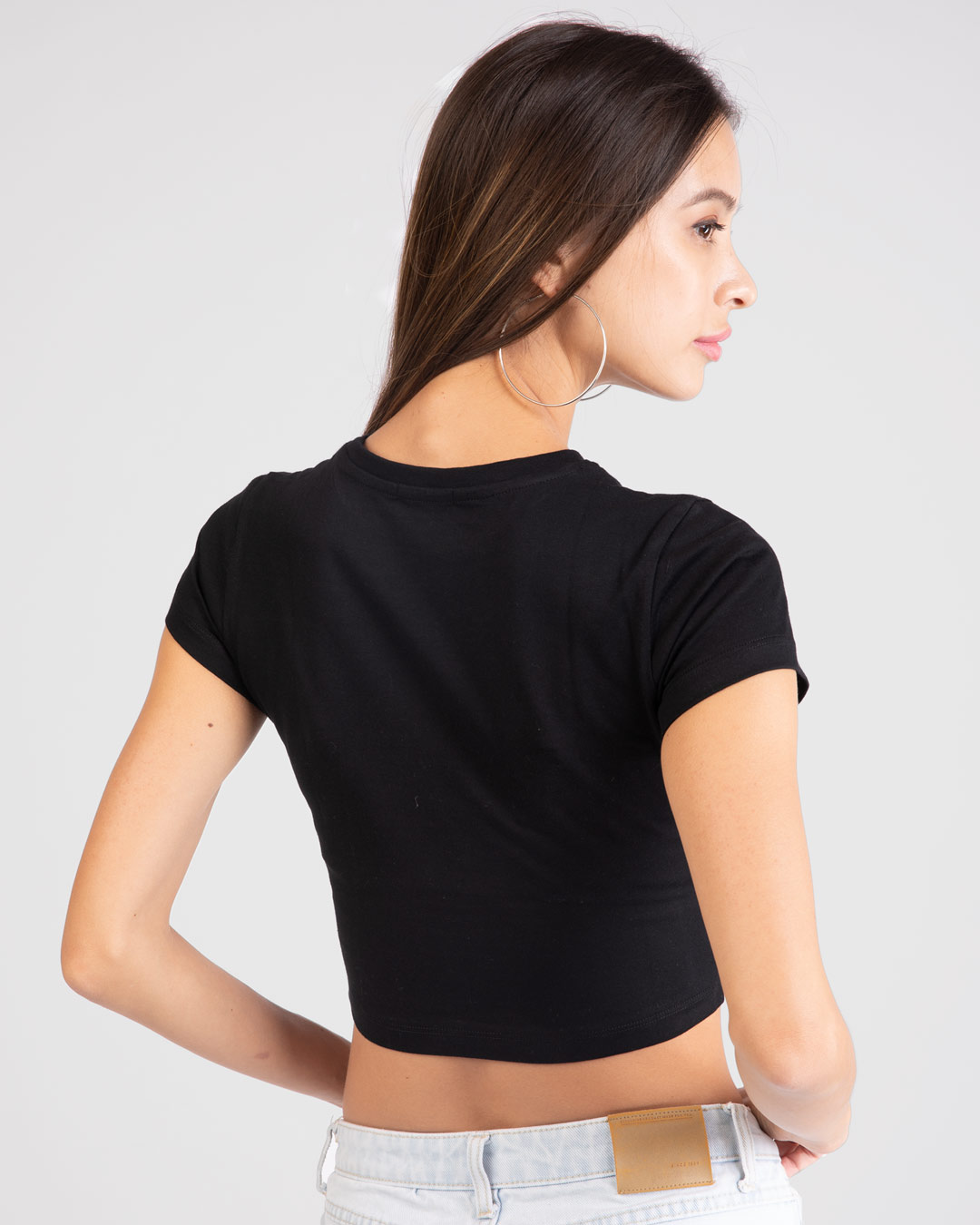 Shop Choose Happiness Round Neck Crop Top T-Shirt-Back