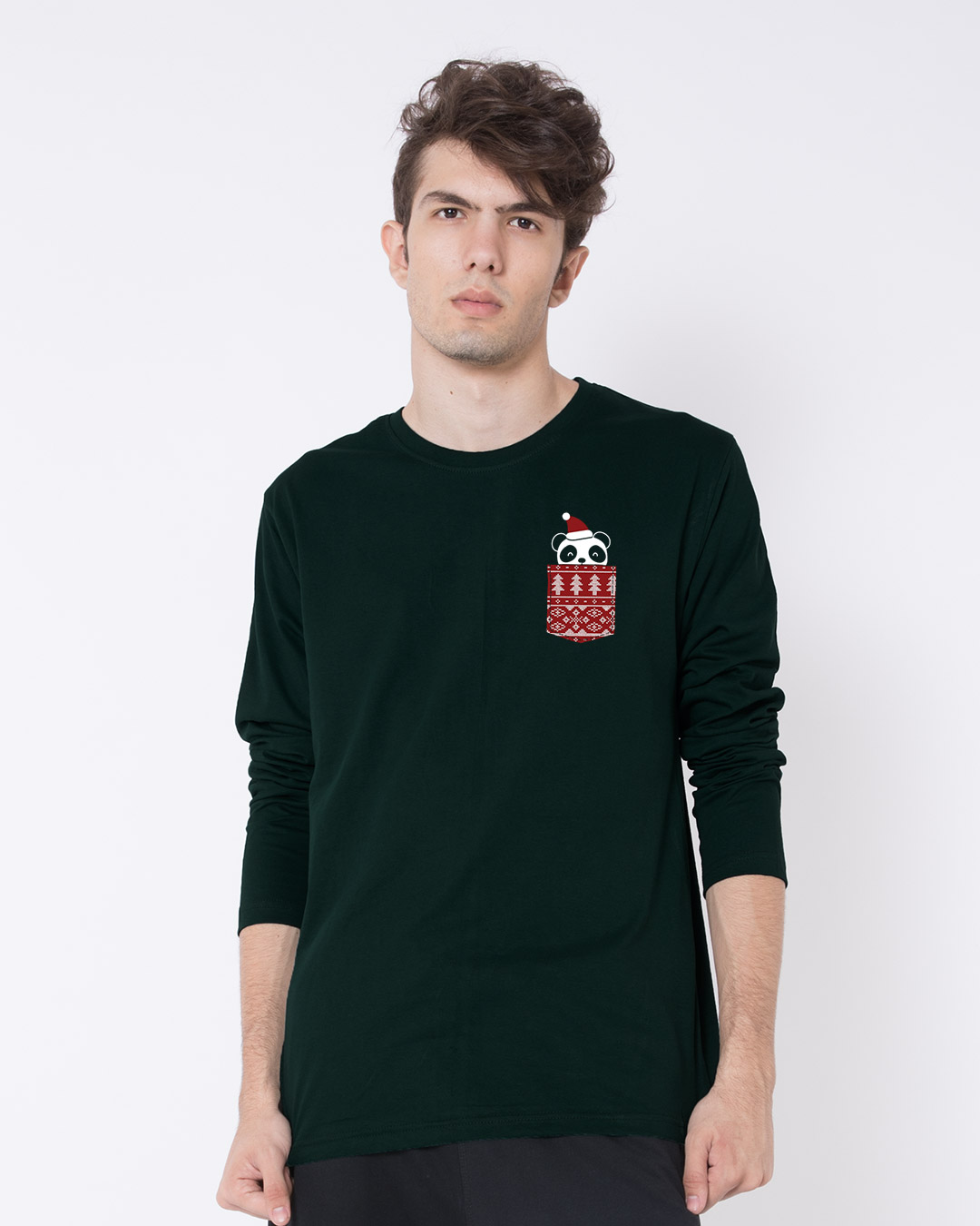 Shop Christmas Panda Full Sleeve T-Shirt-Back