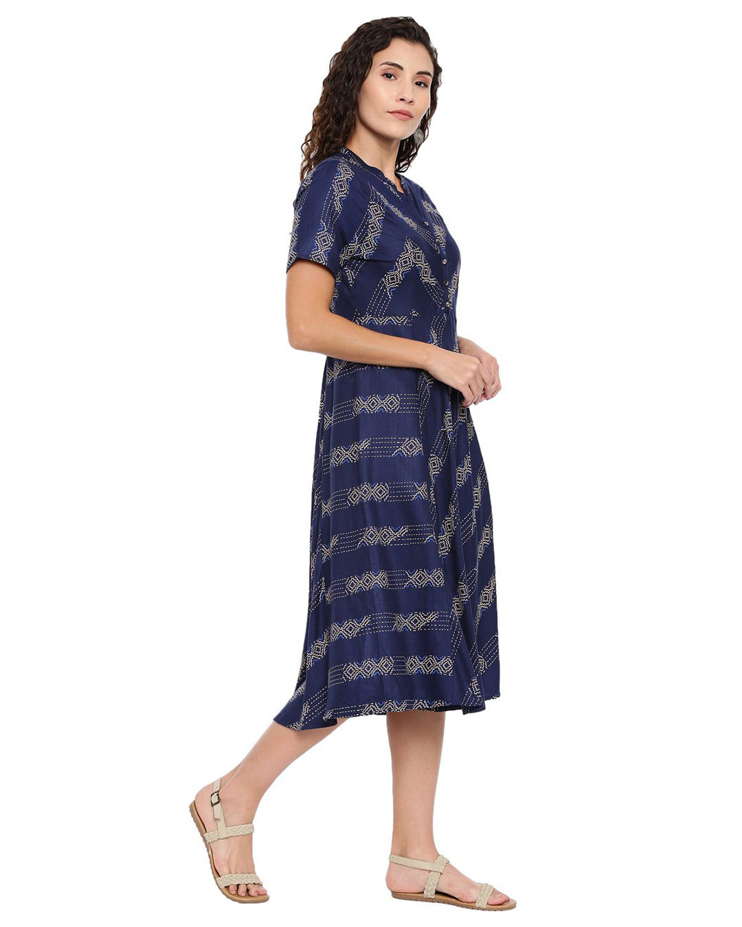 Shop Women's Blue Chevron Slopes Skater Dress-Back