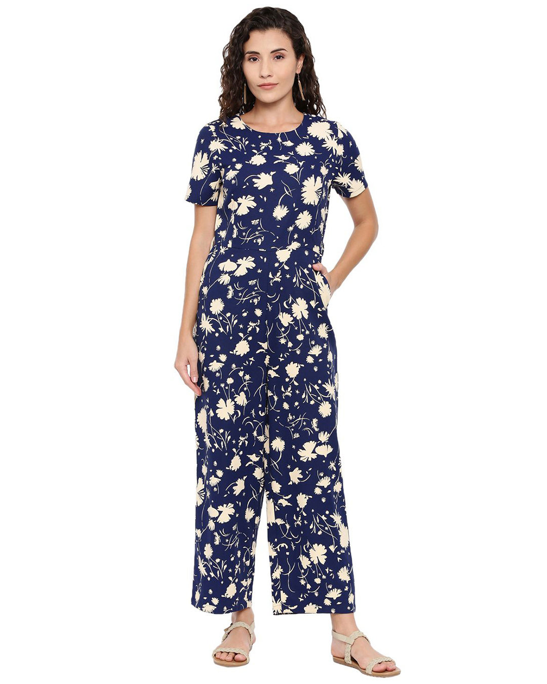 Buy Women's Blue Macrame Printed Jumpsuit for Women Blue Online at Bewakoof