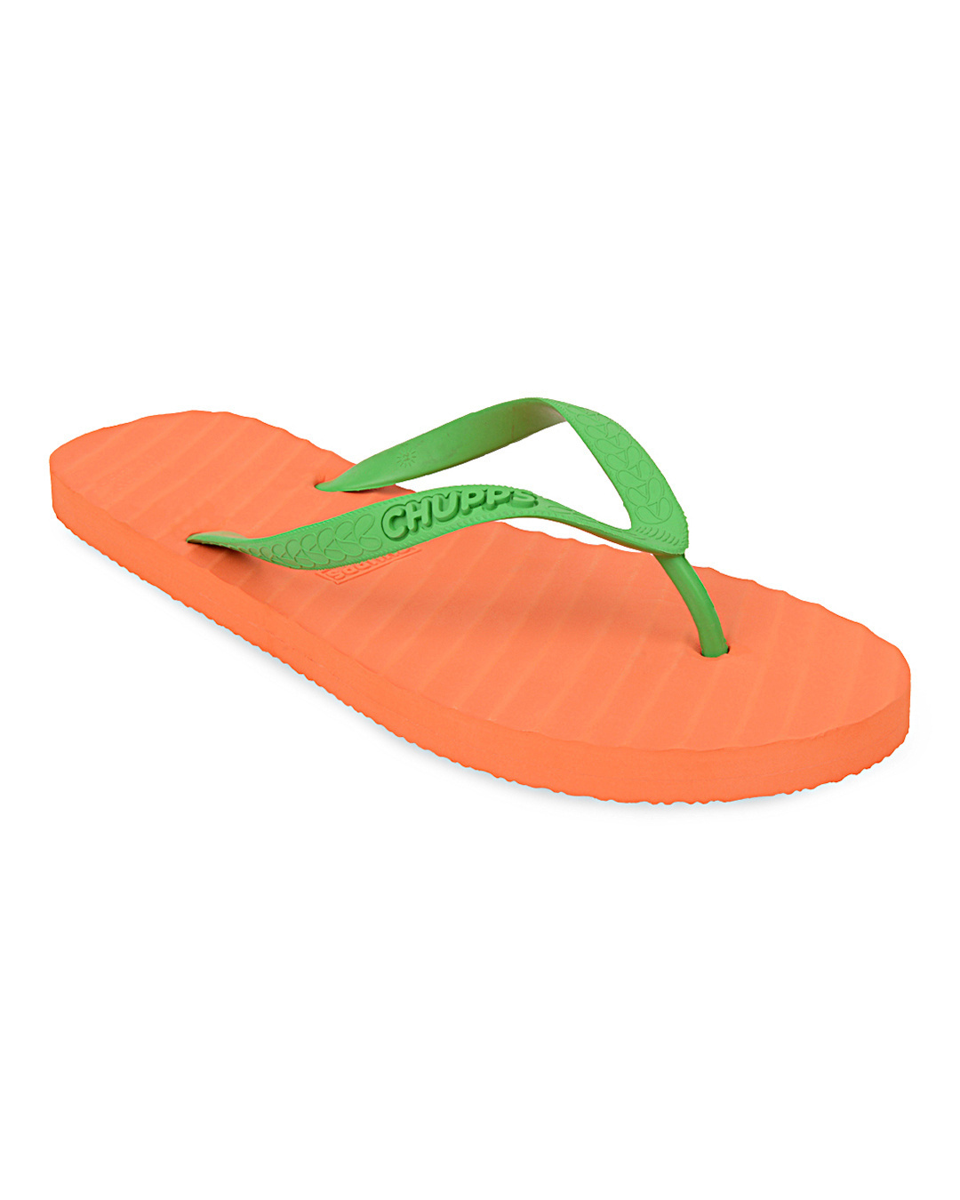 Buy Chupps Men's Banana Leaf Dark Orange Green Flip Flops Online in ...