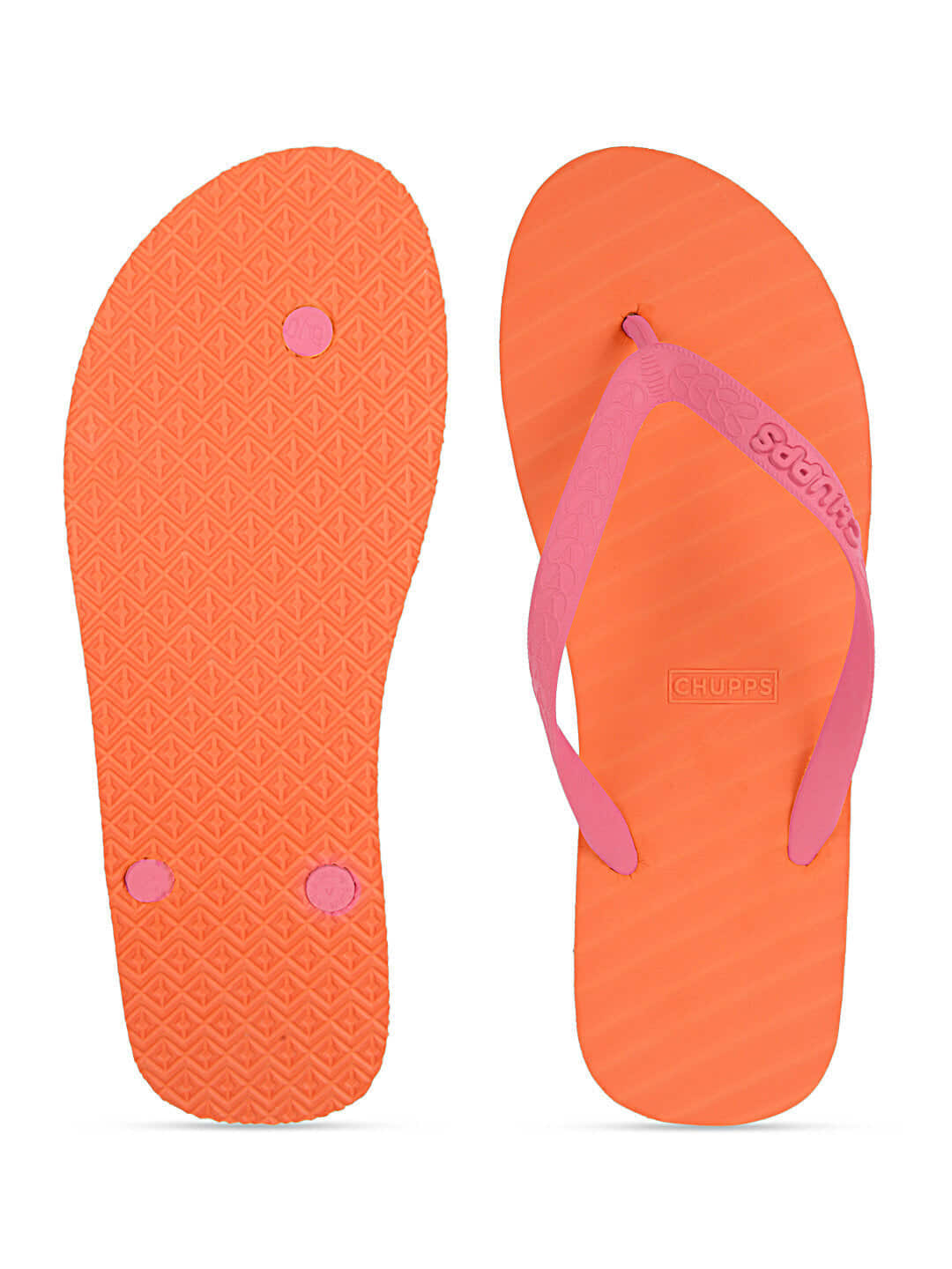Shop Men's Banana Leaf Dark Orange Pink Flip Flops-Back
