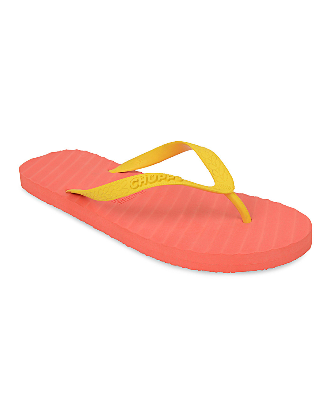 Shop Men's Banana Leaf Light Red Yellow Flip Flops-Back