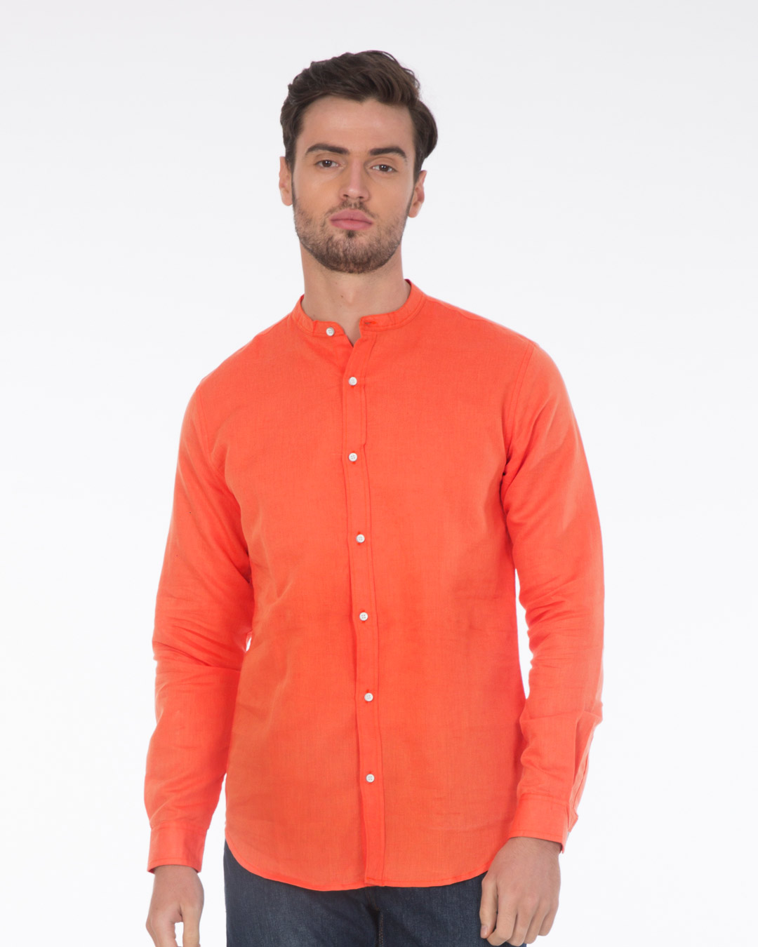 Buy Citrus Orange Mandarin Collar Shirt for Men orange Online at Bewakoof