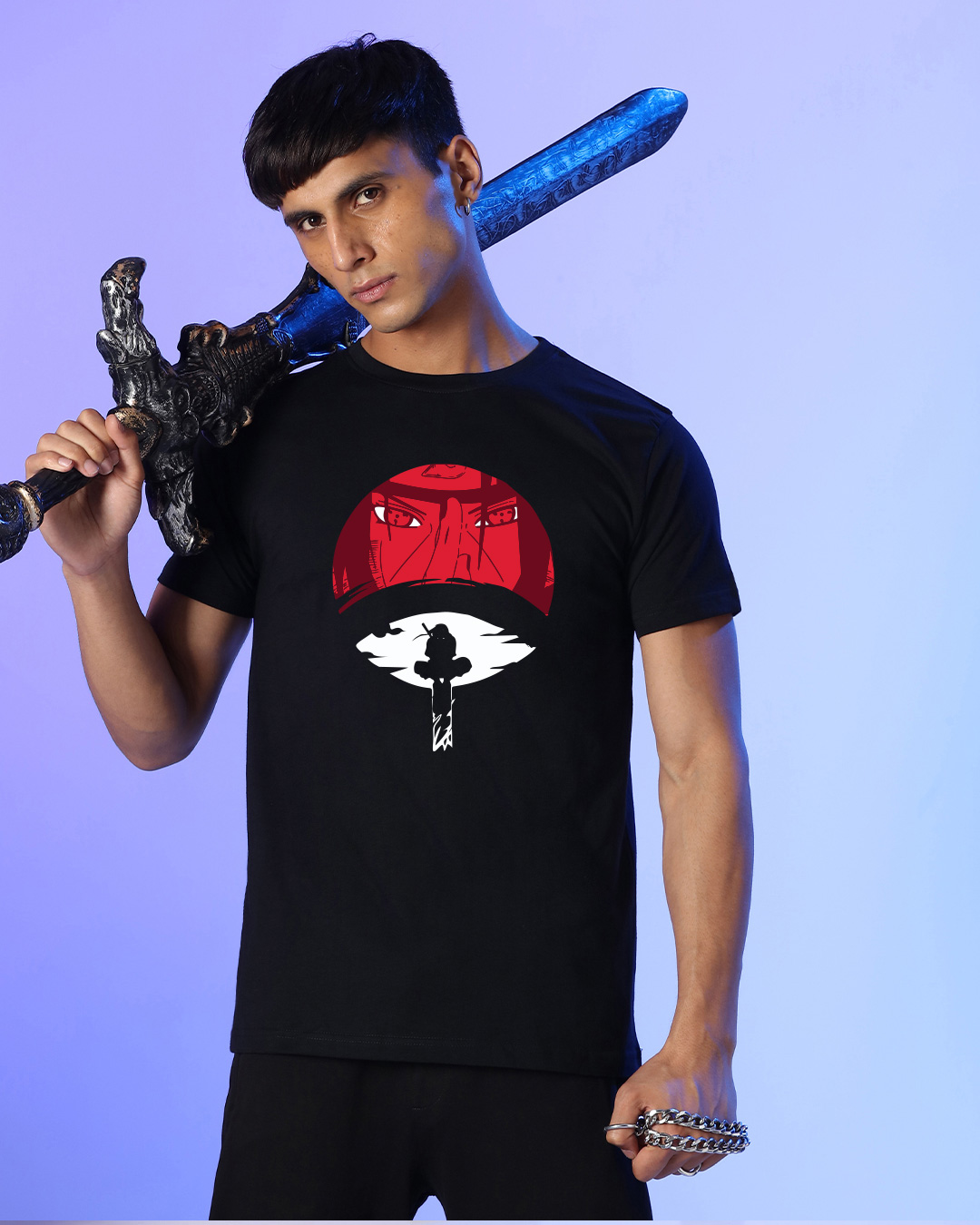 Shop Men's Black Clan Nightmare Graphic Printed T-shirt-Front
