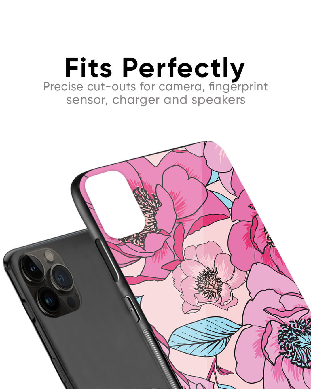 Shop Classy Pink Bloom Premium Glass Case for Apple iPhone 13 (Shock Proof, Scratch Resistant)-Back