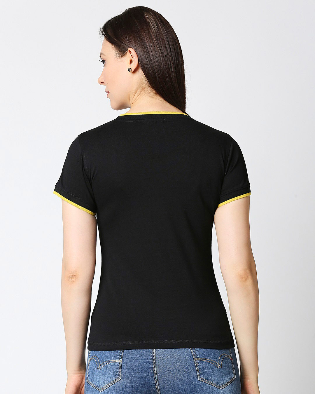Shop Women's Black Click Bugs Graphic Printed Slim Fit Rib T-shirt-Back