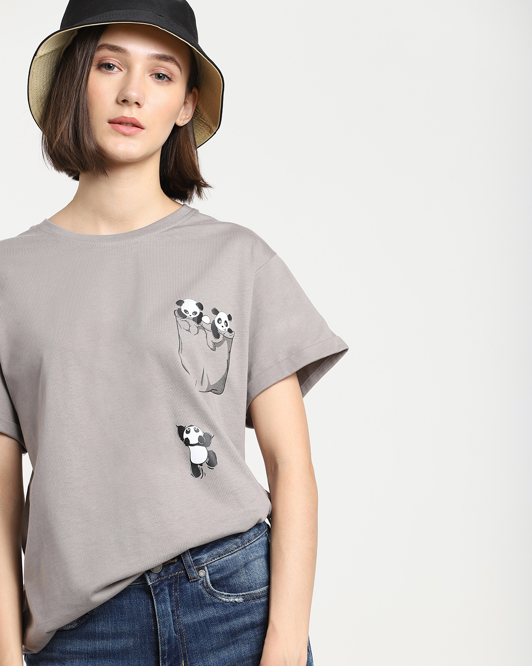 Climbing Pocket Panda Boyfriend T-Shirt 