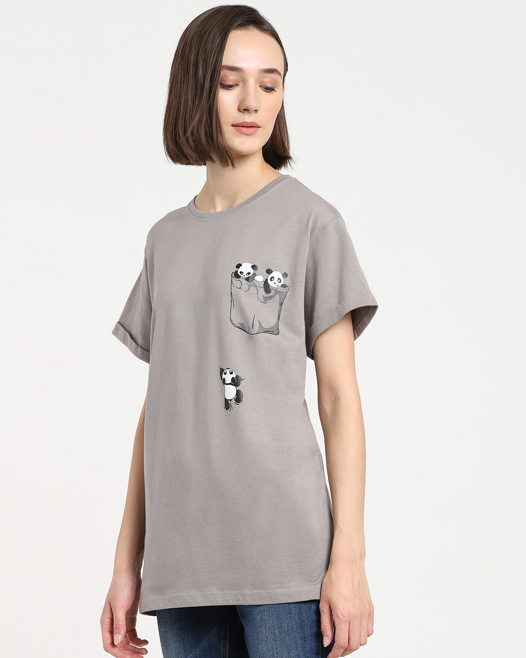 Shop Climbing Pocket Panda Boyfriend T-Shirt-Back