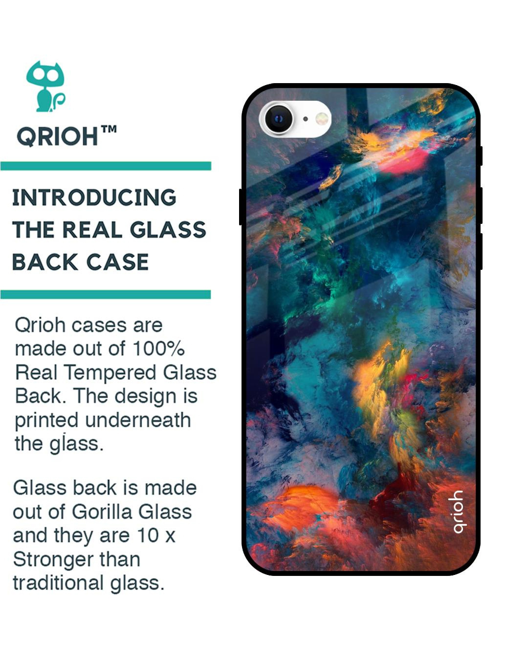 Shop Cloudburst Abstract Printed Premium Glass Cover for iPhone SE 2022 (Shock Proof, Lightweight)-Back