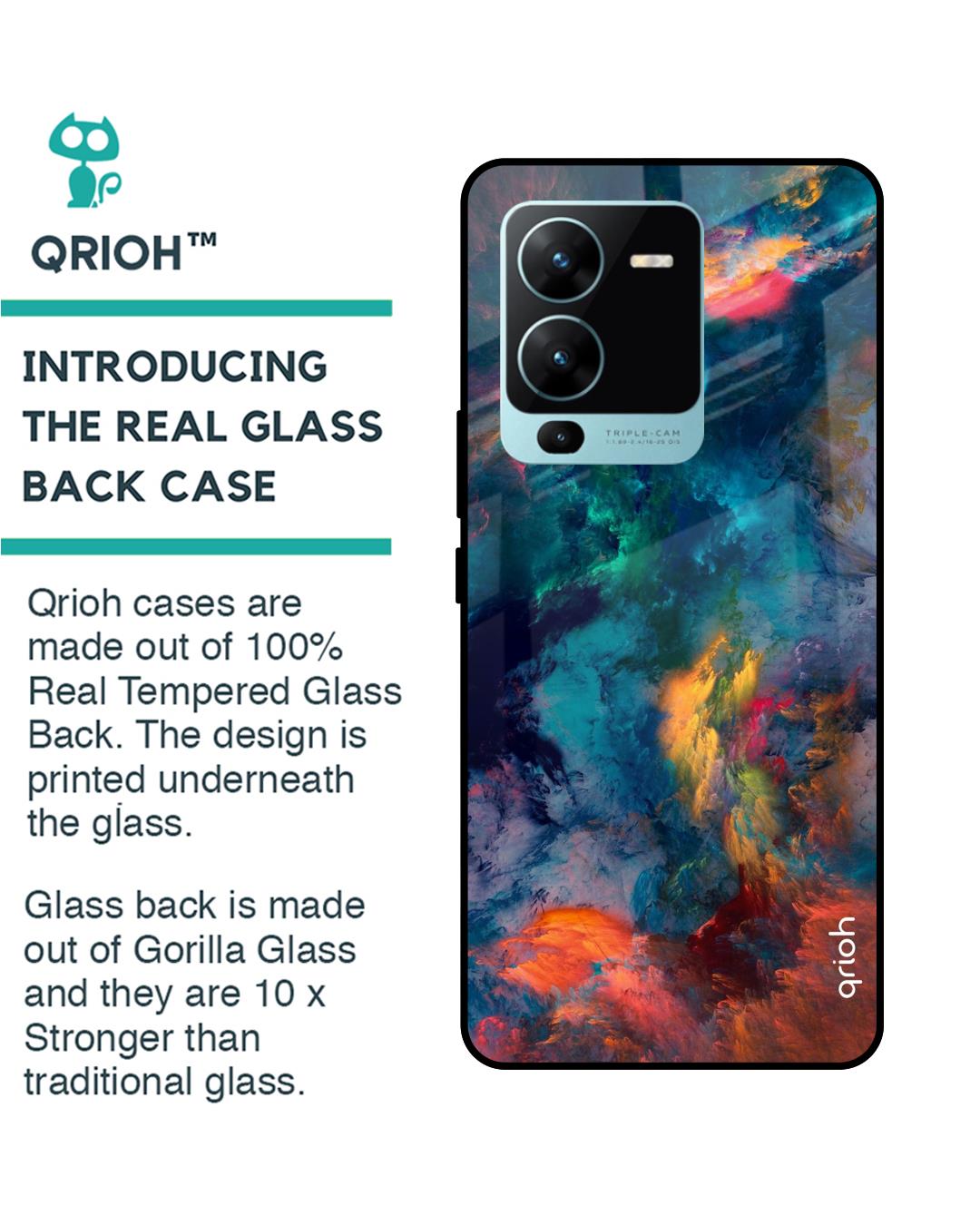 Shop Cloudburst Printed Premium Glass Case for Vivo V25 Pro (Shock Proof,Scratch Resistant)-Back