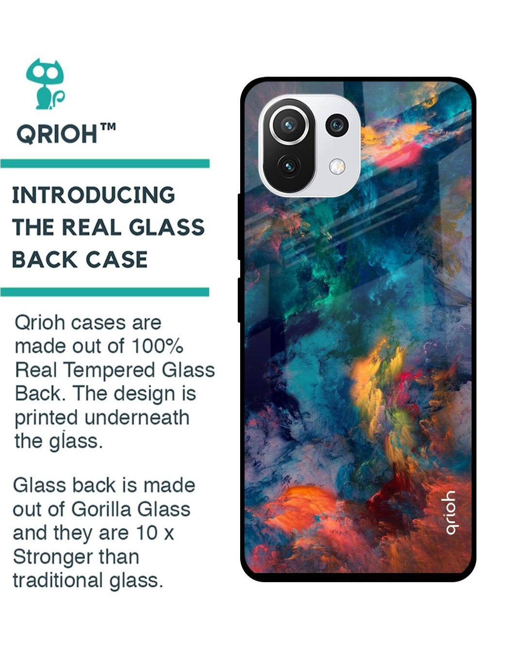 Shop Cloudburst Printed Premium Glass Cover For Mi 11 Lite NE 5G (Shockproof, Light Weight)-Back