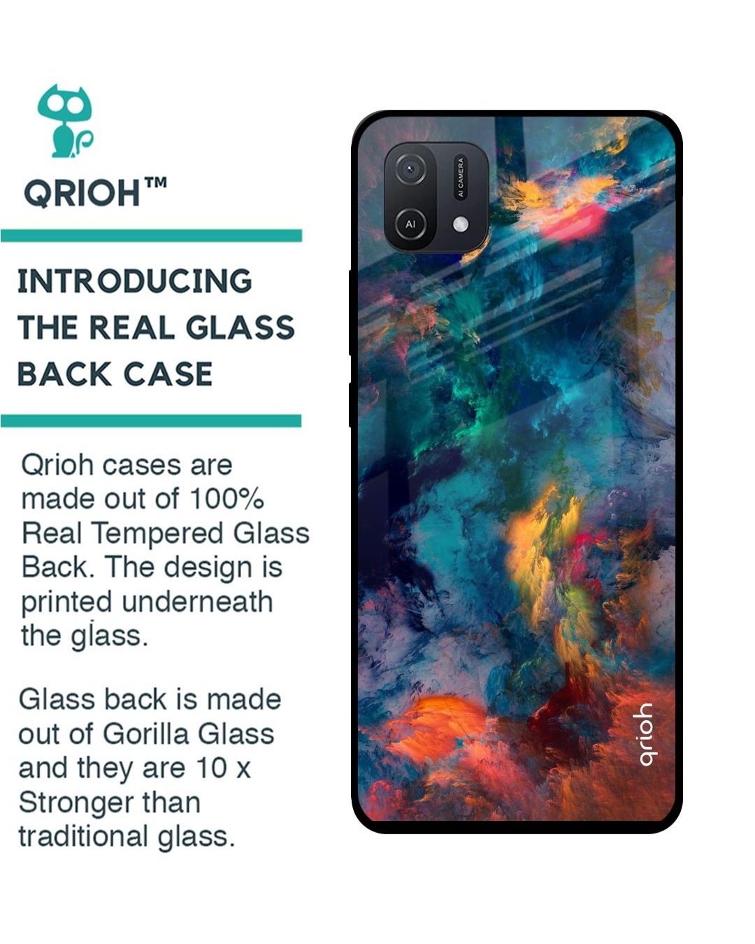 Shop Cloudburst Printed Premium Glass Cover for Oppo A16K (Shockproof, Light Weight)-Back
