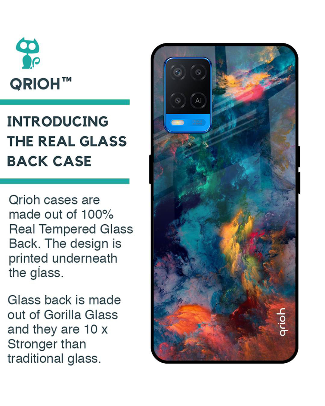 Shop Cloudburst Printed Premium Glass Cover for Oppo A54 (Shock Proof, Lightweight)-Back