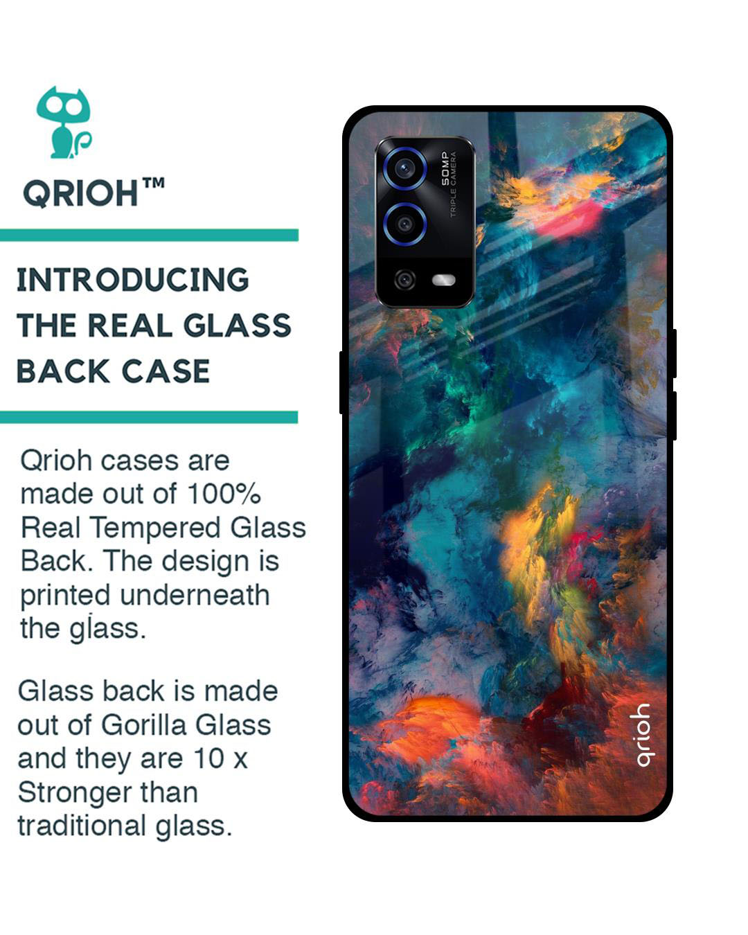 Shop Cloudburst Printed Premium Glass Cover for Oppo A55 (Shock Proof, Lightweight)-Back