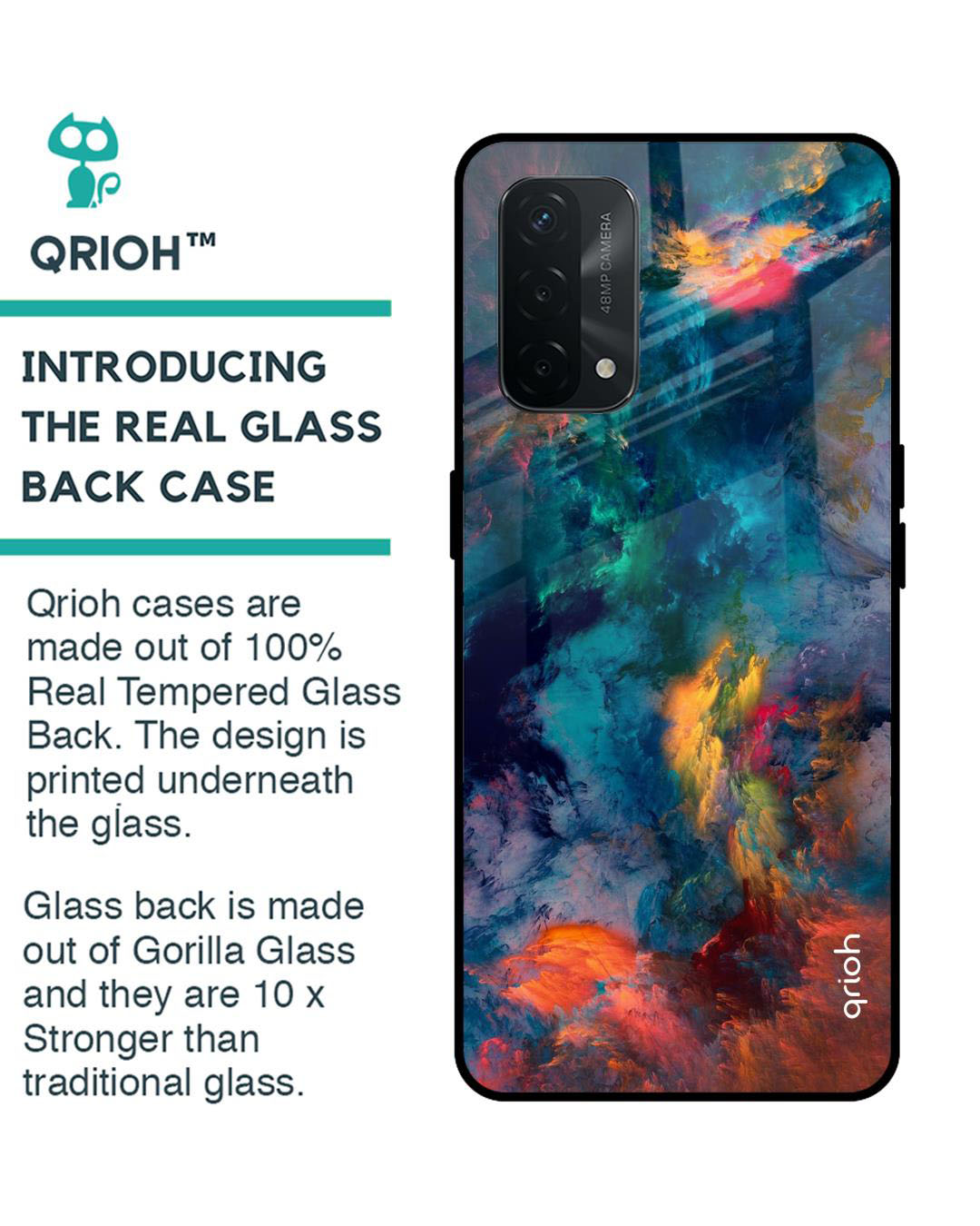 Shop Cloudburst Printed Premium Glass Cover for Oppo A74 (Shock Proof, Lightweight)-Back