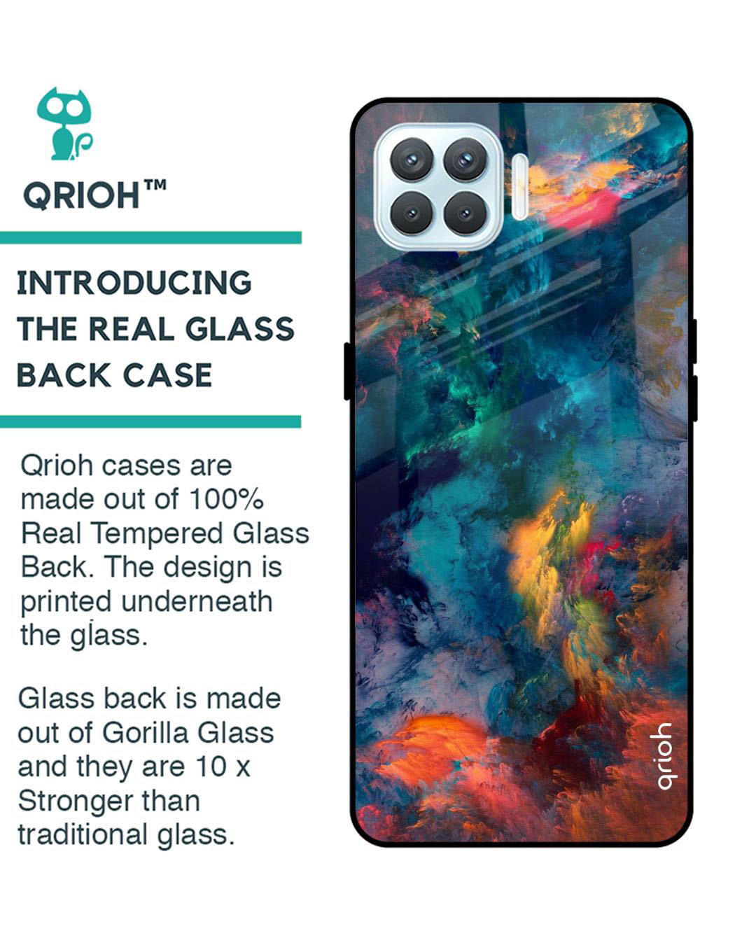 Shop Cloudburst Printed Premium Glass Cover for Oppo F17 Pro (Shock Proof, Lightweight)-Back