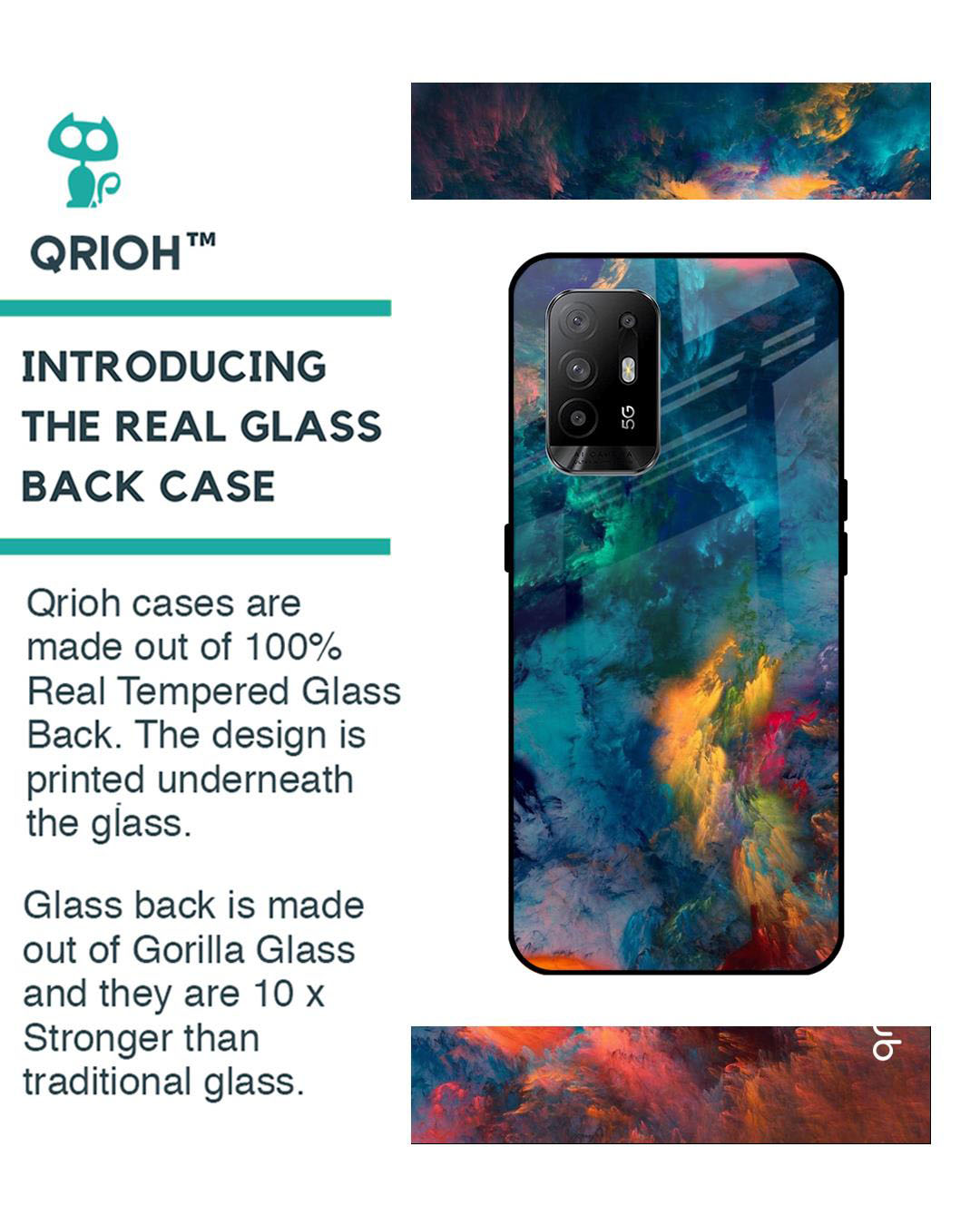 Shop Cloudburst Printed Premium Glass Cover for Oppo F19 Pro Plus (Shock Proof, Lightweight)-Back
