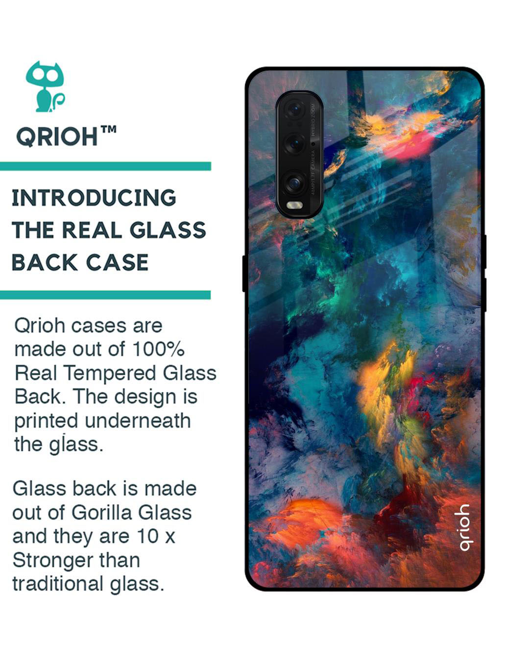 Shop Cloudburst Printed Premium Glass Cover for Oppo Find X2 (Shock Proof, Lightweight)-Back