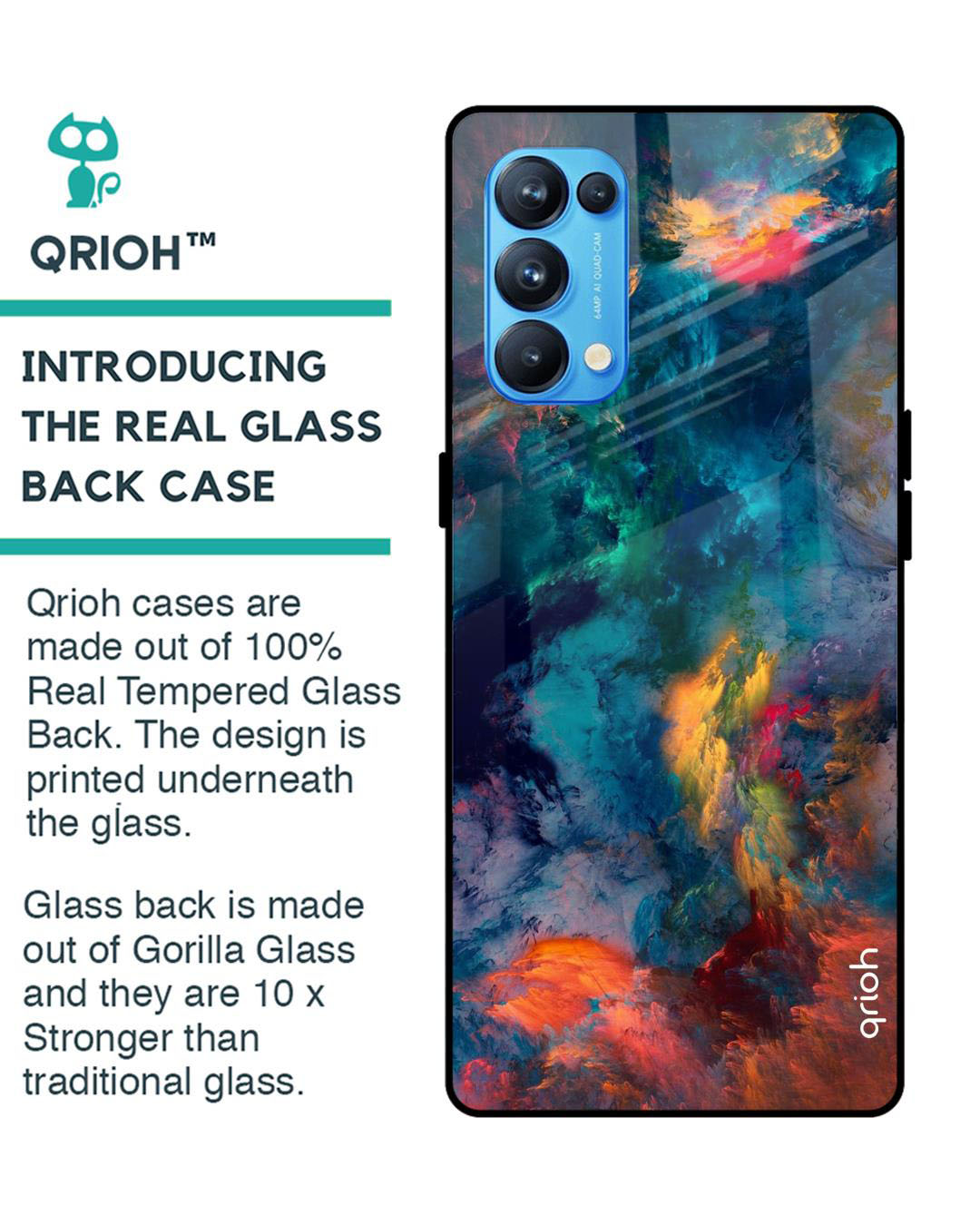 Shop Cloudburst Printed Premium Glass Cover for Oppo Reno 5 Pro (Shock Proof, Lightweight)-Back