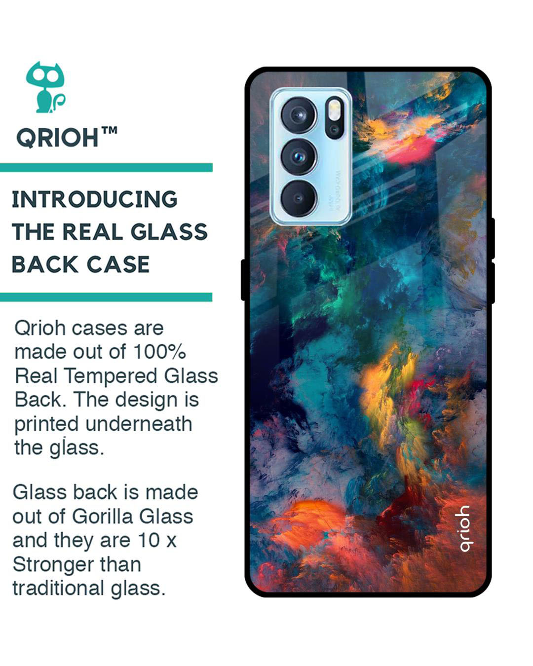 Shop Cloudburst Printed Premium Glass Cover for Oppo Reno 6 5G (Shock Proof, Lightweight)-Back
