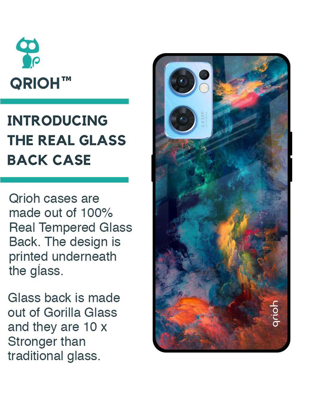 Shop Cloudburst Printed Premium Glass Cover for Oppo Reno 7 5G (Shock Proof, Lightweight)-Back