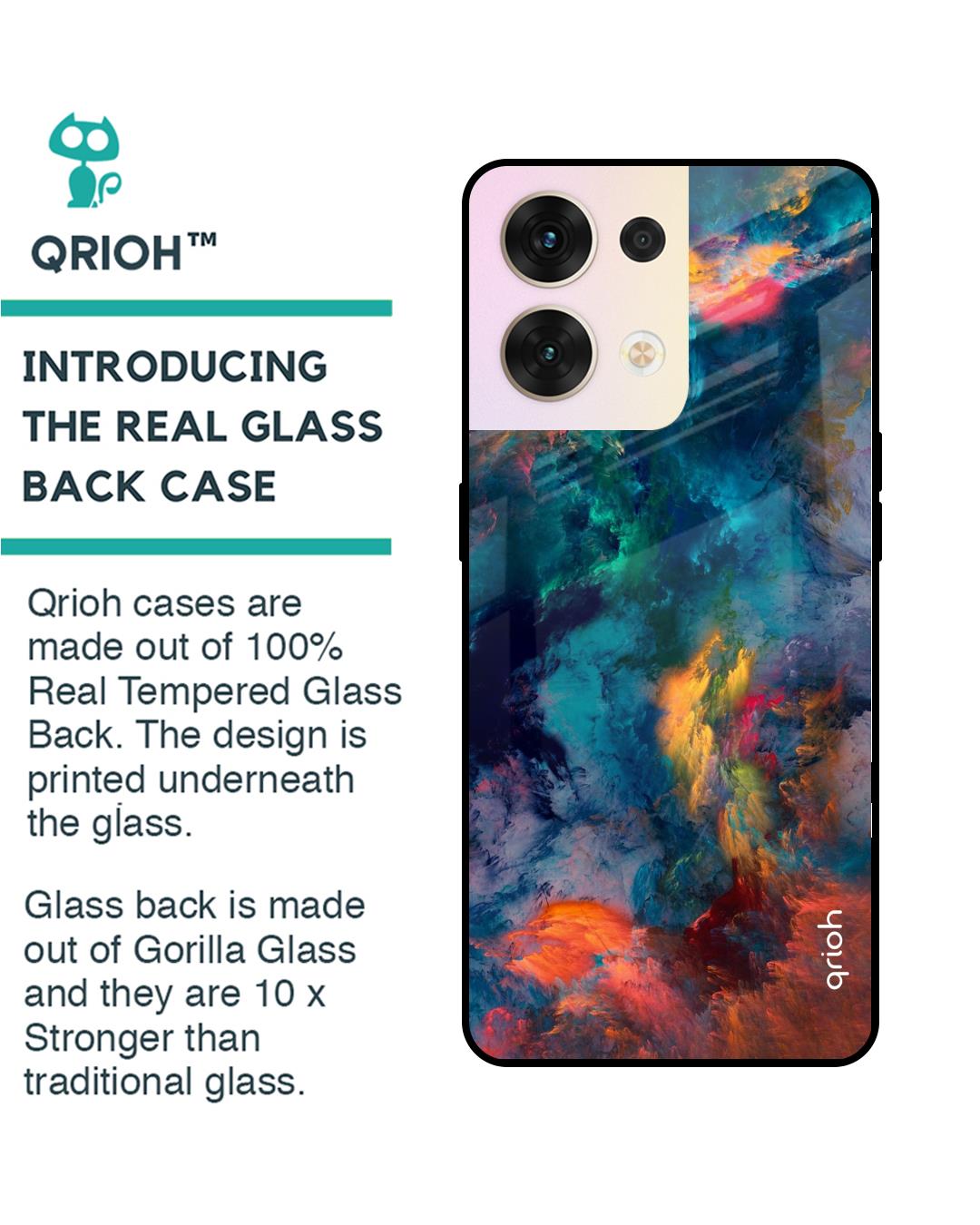 Shop Cloudburst Printed Premium Glass Cover for Oppo Reno8 5G (Shockproof, Light Weight)-Back