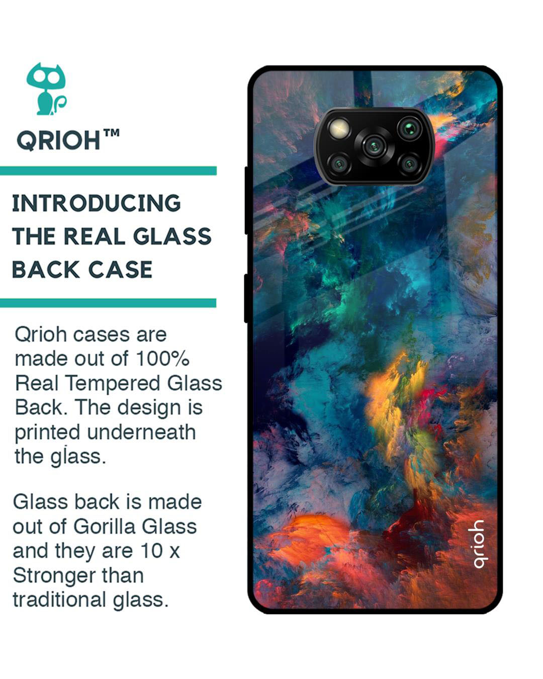 Shop Cloudburst Printed Premium Glass Cover for Poco X3 Pro (Shock Proof, Lightweight)-Back