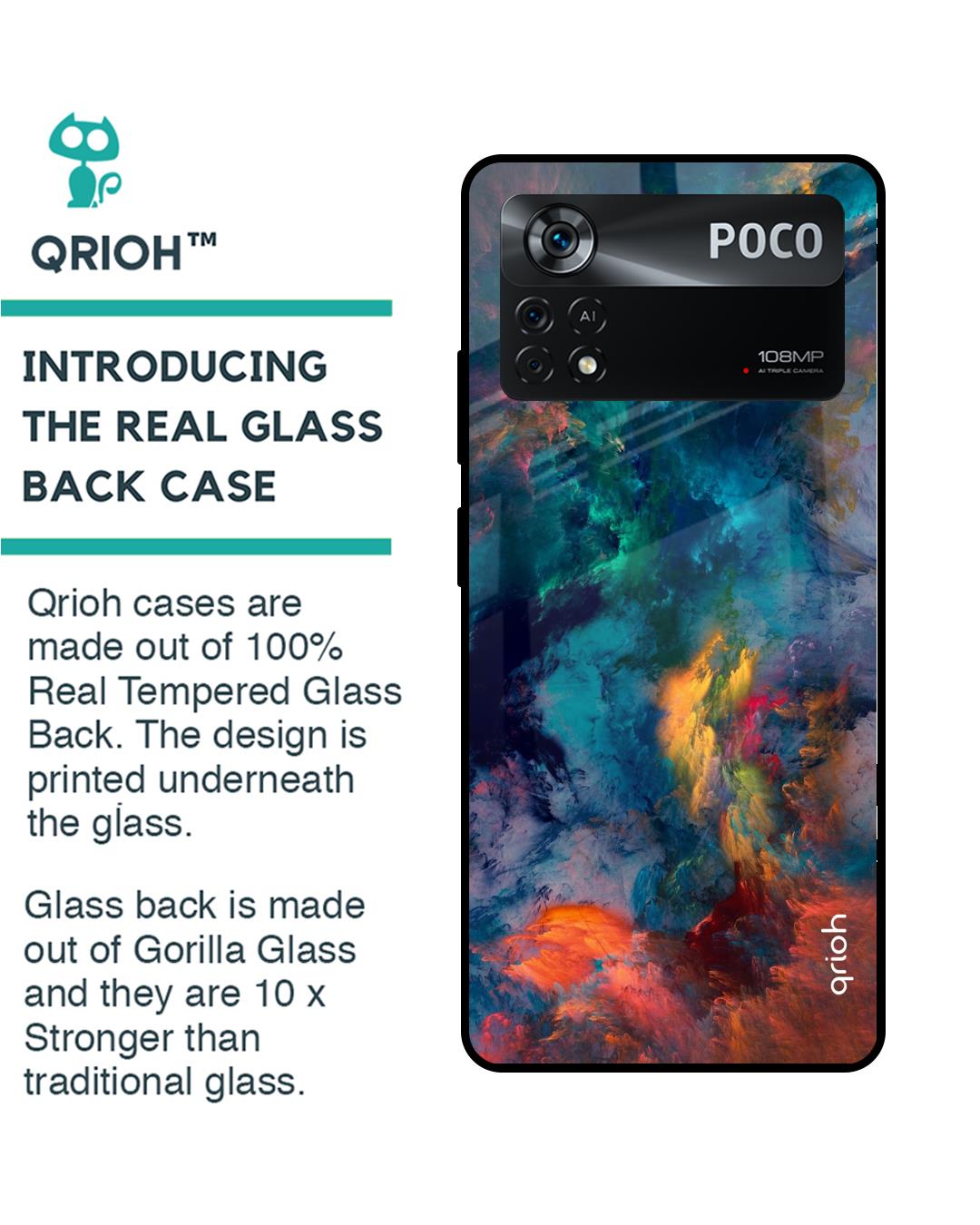 Shop Cloudburst Printed Premium Glass Cover for Poco X4 Pro 5G (Shockproof, Light Weight)-Back