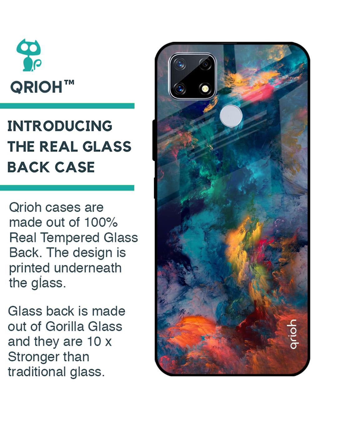 Shop Cloudburst Printed Premium Glass Cover for Realme C25 (Shock Proof, Lightweight)-Back
