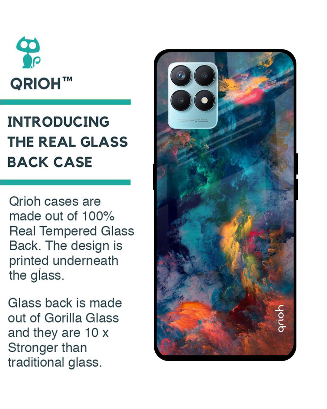 Shop Cloudburst Printed Premium Glass Cover for Realme Narzo 50 (Shockproof, Light Weight)-Back