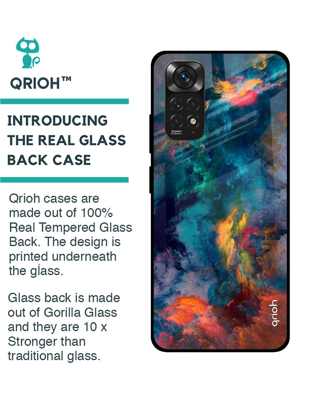 Shop Cloudburst Printed Premium Glass Cover for Redmi Note 11 (Shock Proof, Lightweight)-Back