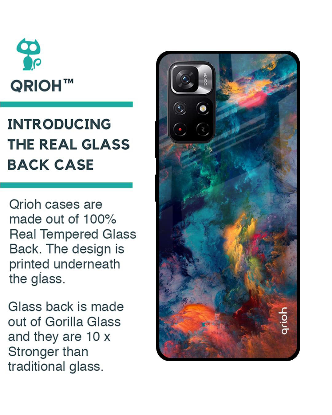 Shop Cloudburst Printed Premium Glass Cover for Redmi Note 11T 5G (Shock Proof, Lightweight)-Back
