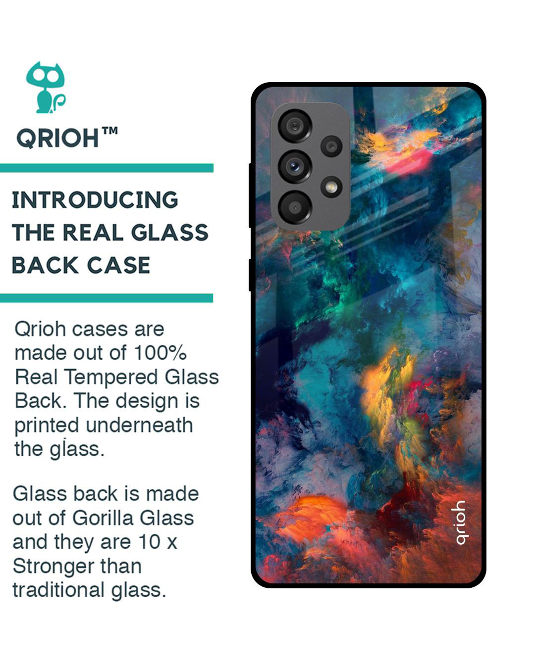 Shop Cloudburst Printed Premium Glass Cover for Samsung Galaxy A73 5G (Shockproof, Light Weight)-Back