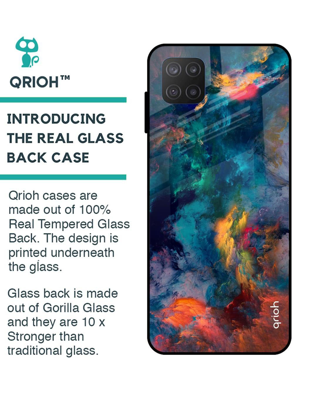 Shop Cloudburst Printed Premium Glass Cover for Samsung Galaxy M12 (Shock Proof, Light Weight)-Back