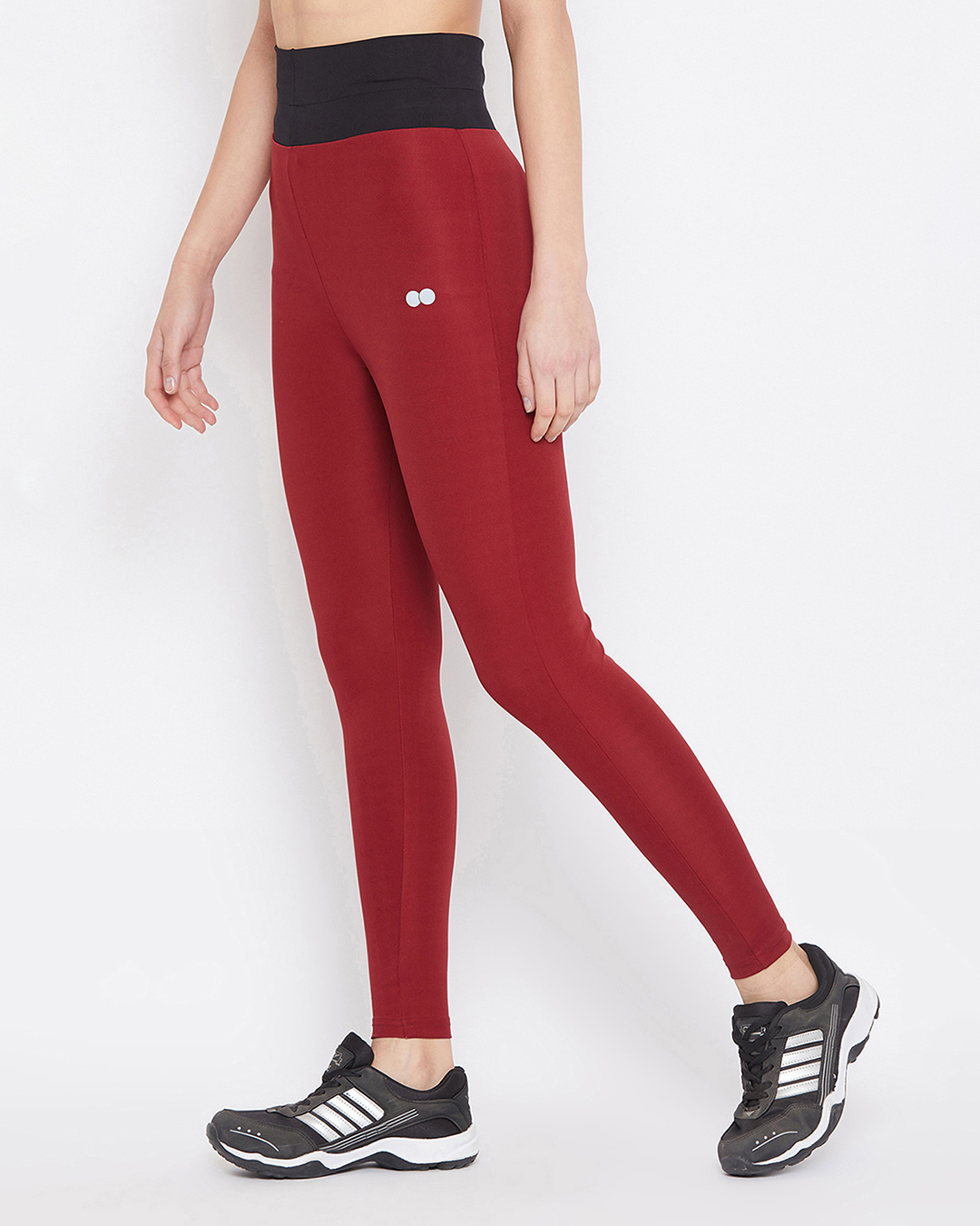 Shop Activewear Ankle Length Tights In Red-Back