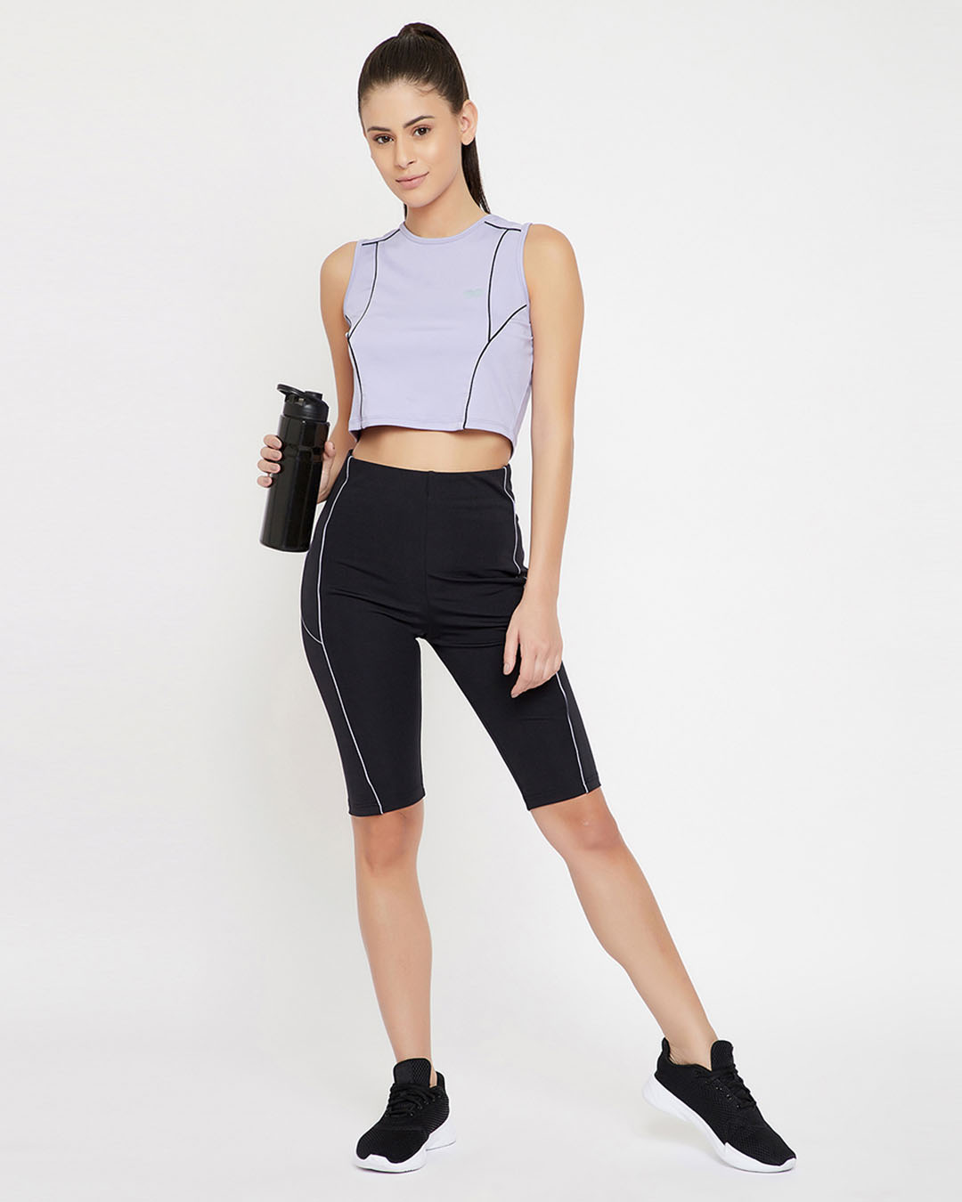 Shop Activewear Sports Shorts And Sporst Crop Top Set-Front