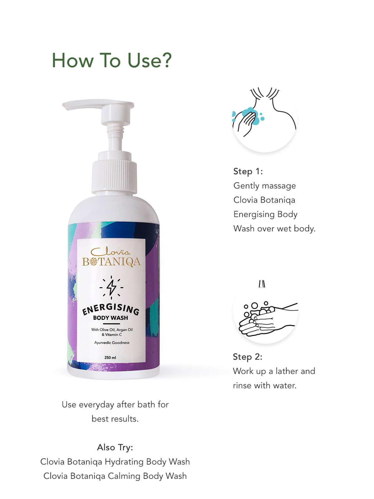 Shop Botaniqa Unisex Energising Body Wash With Ayurvedic Formula With Olive & Argan Oil   250 Ml-Back