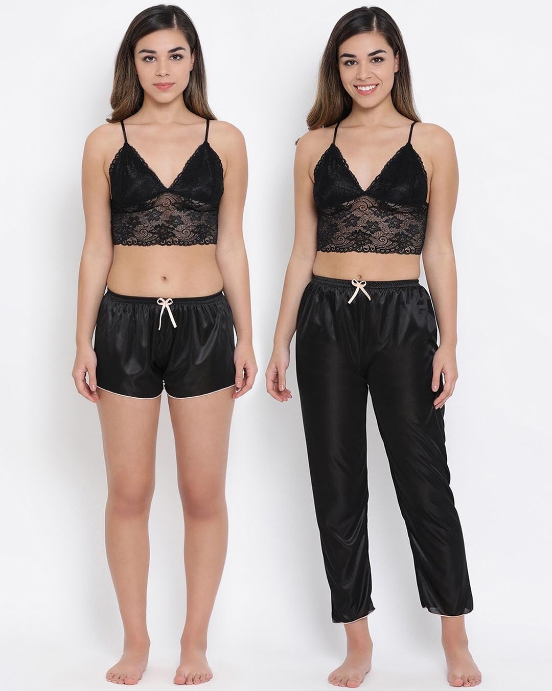 Buy Clovia Bralette with Shorts & Pyjama Set in Black - Lace Online in  India at Bewakoof