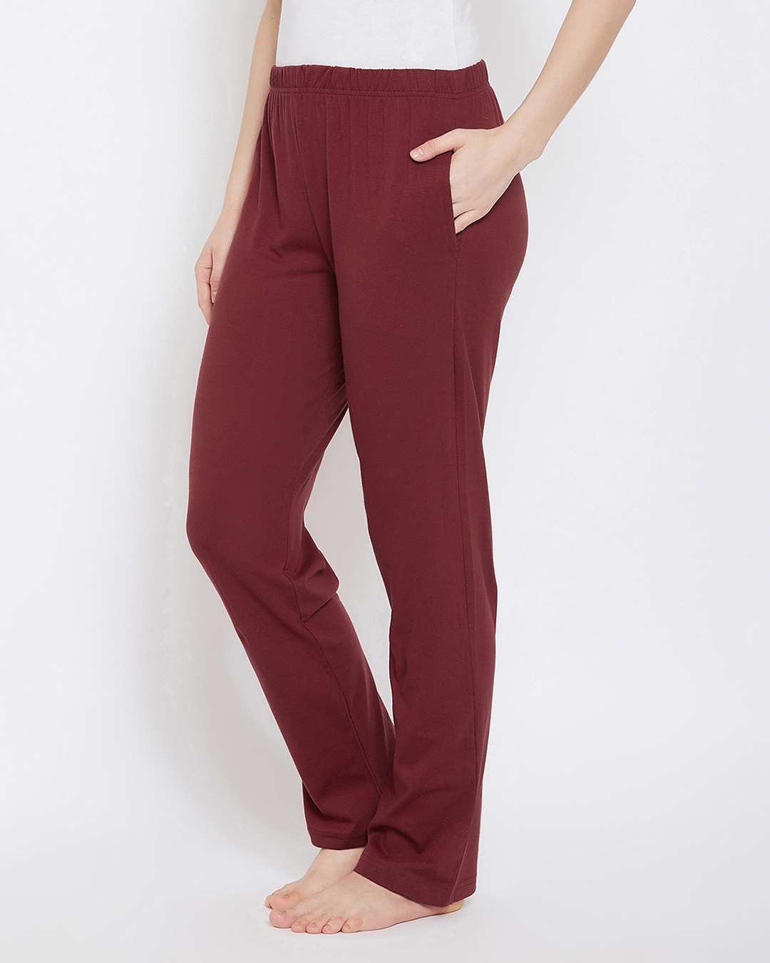 Shop Chic Basic Pyjamas In Maroon  Cotton Rich-Back
