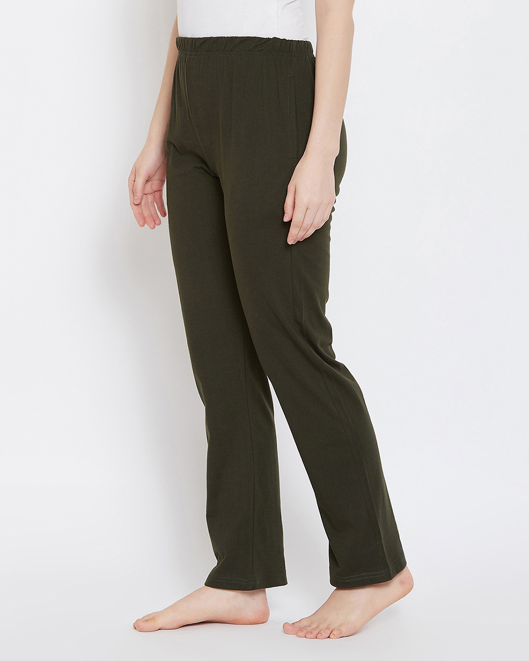 Shop Chic Basic Pyjamas In Olive Green  Cotton Rich-Back