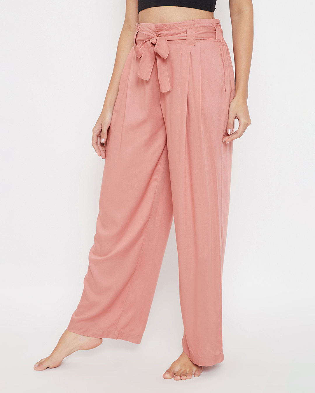 Shop Chic Basic Wide Leg Pants In Peach Pink   Rayon-Back