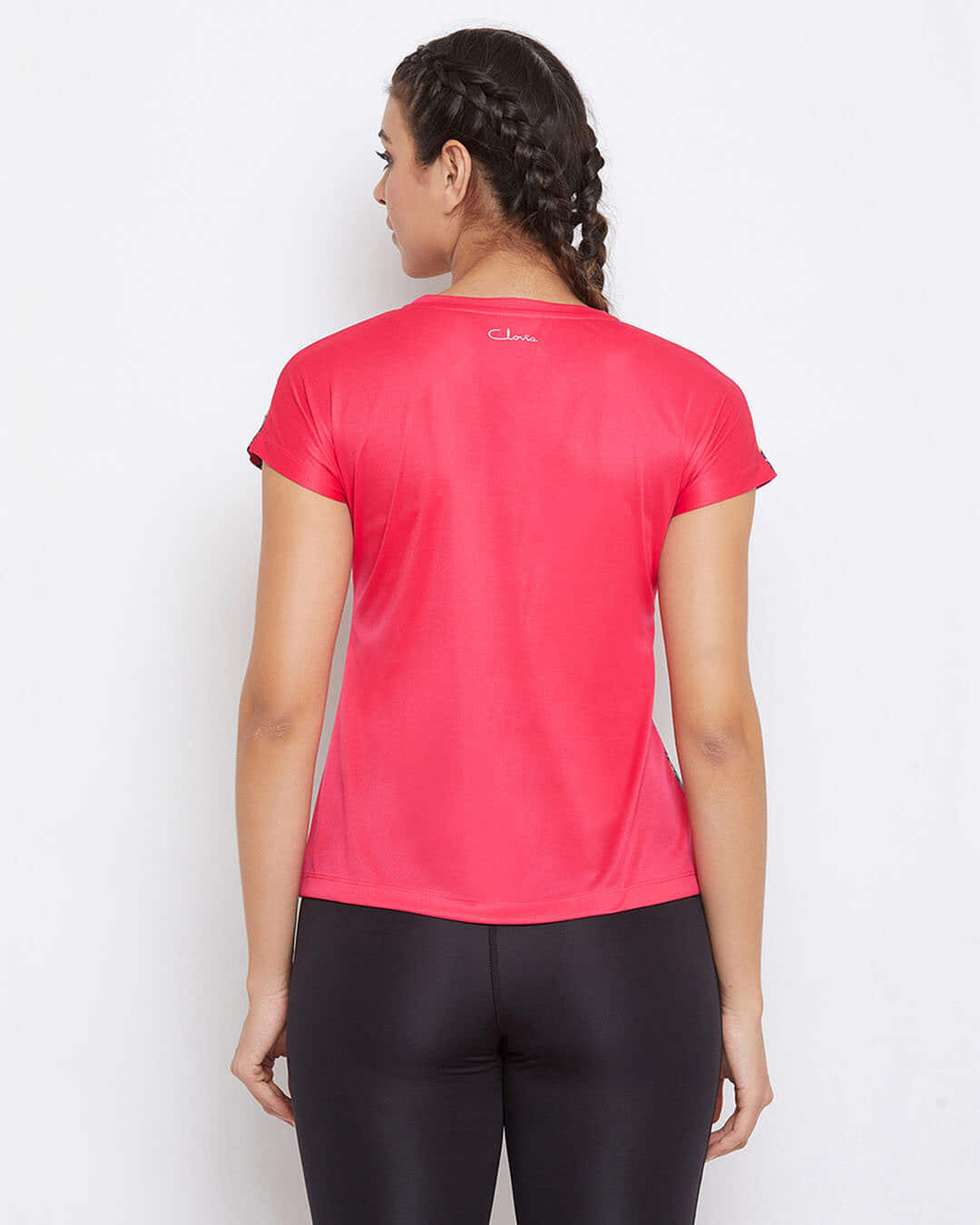 Shop Comfort Fit Active Printed T-Shirt In Dark Pink-Back
