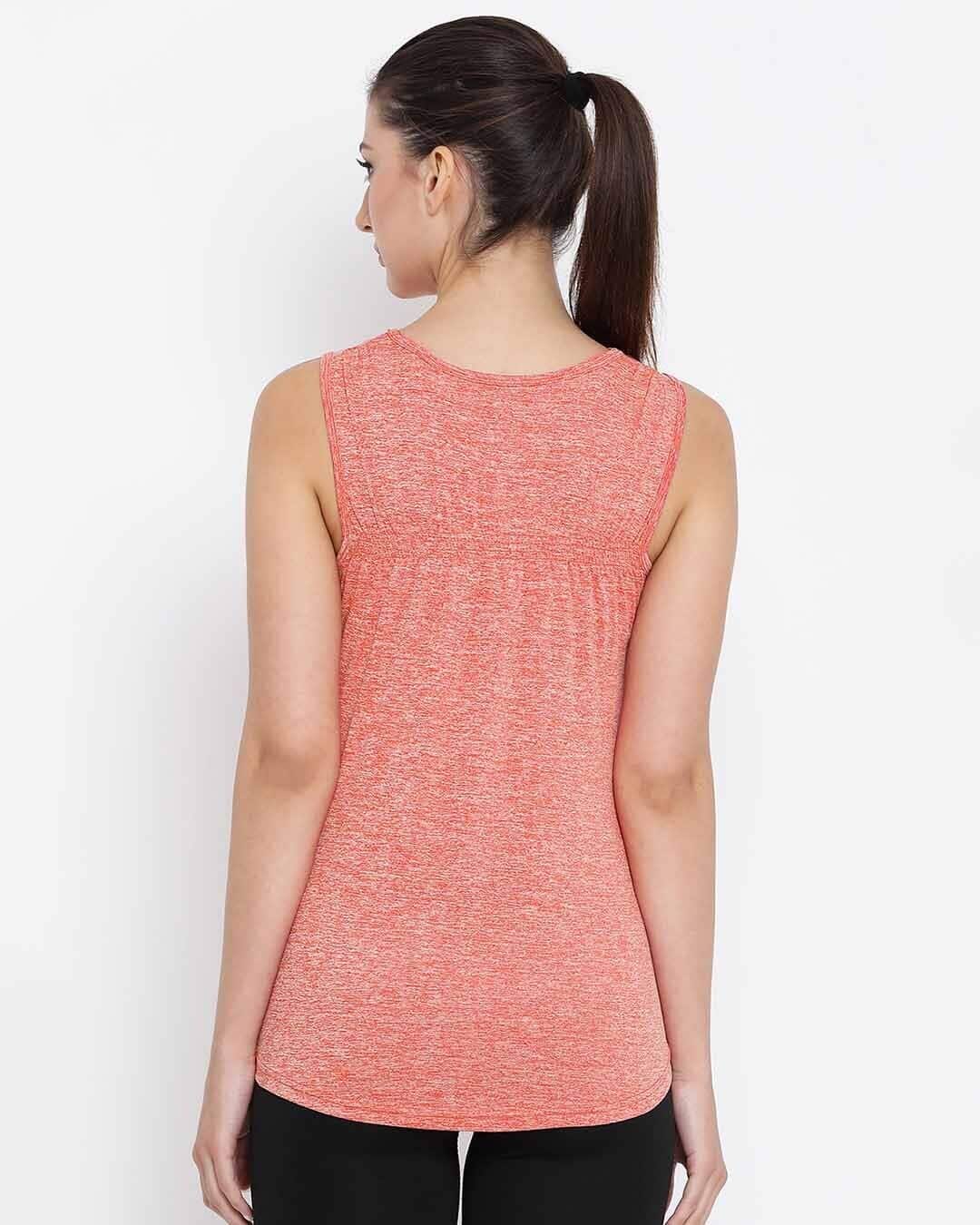 Shop Comfort Fit Active Sleeveless T-Shirt In Coral Red-Back